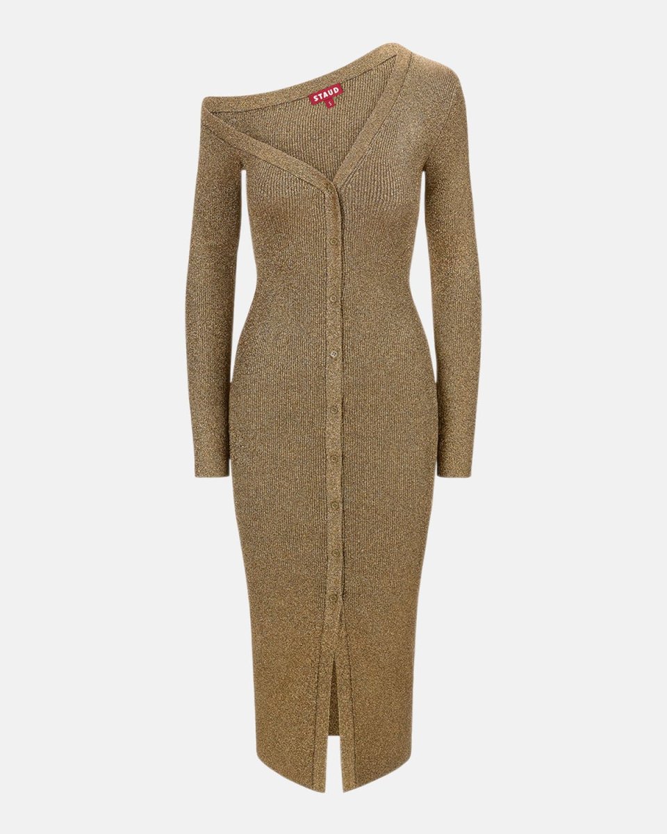 Craftsman Asymmetric Metallic Sweater Dress